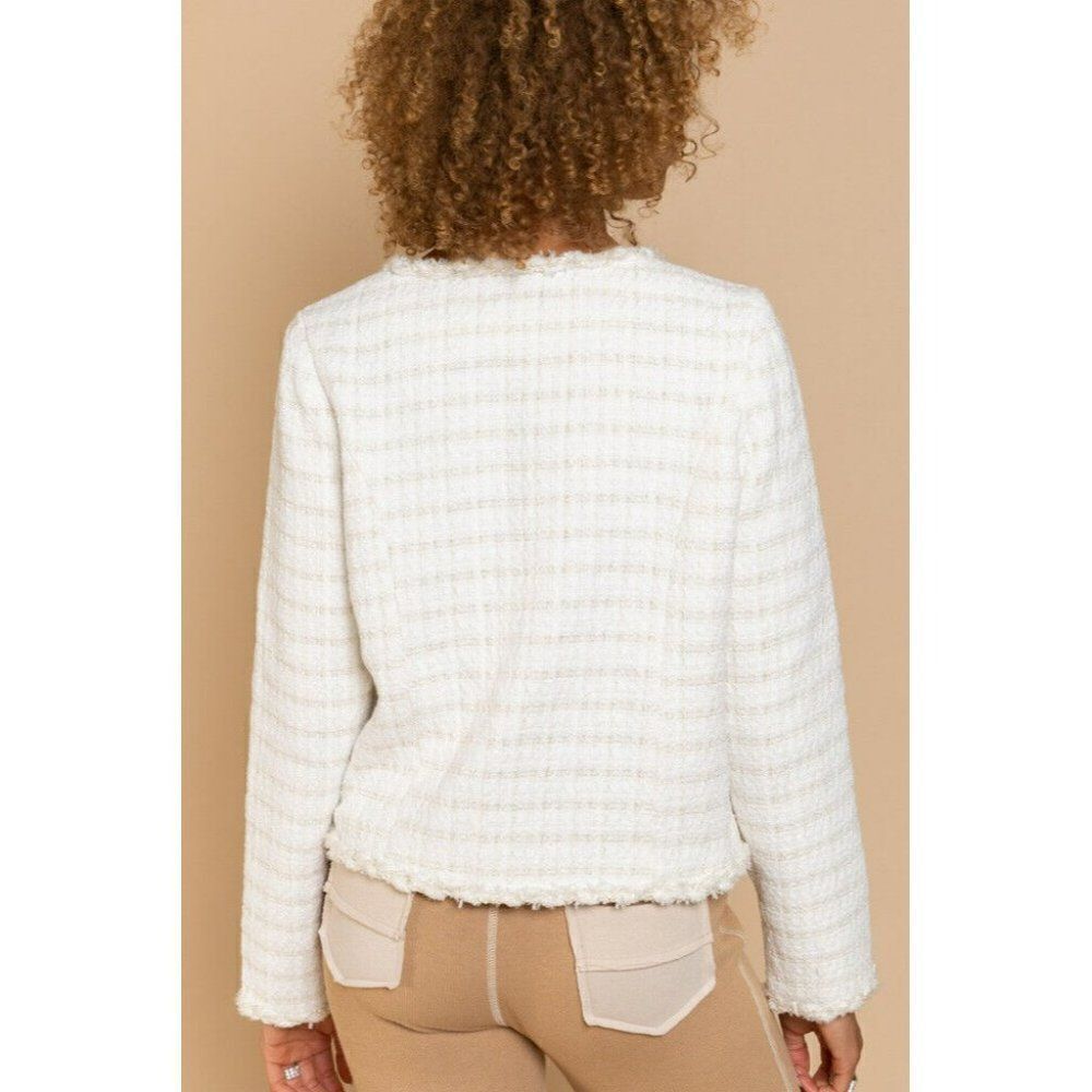 POL CLOTHING Luxe Women's Sweater Cardigan White Cream Button Up New FWJ190 - Picture 9 of 9